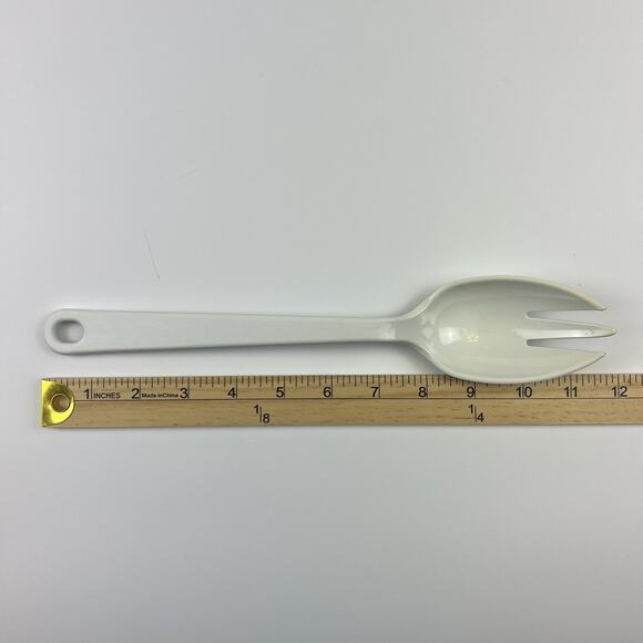 VTG Tailor Made White Plastic Kitchen Utensil Set of 3 Spoon, Ladle, Spoon Fork - Picture 9 of 10